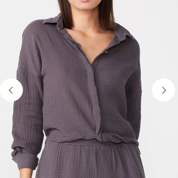 Monrow Relaxed Blouse with Twisted Front - Picture 1 of 6